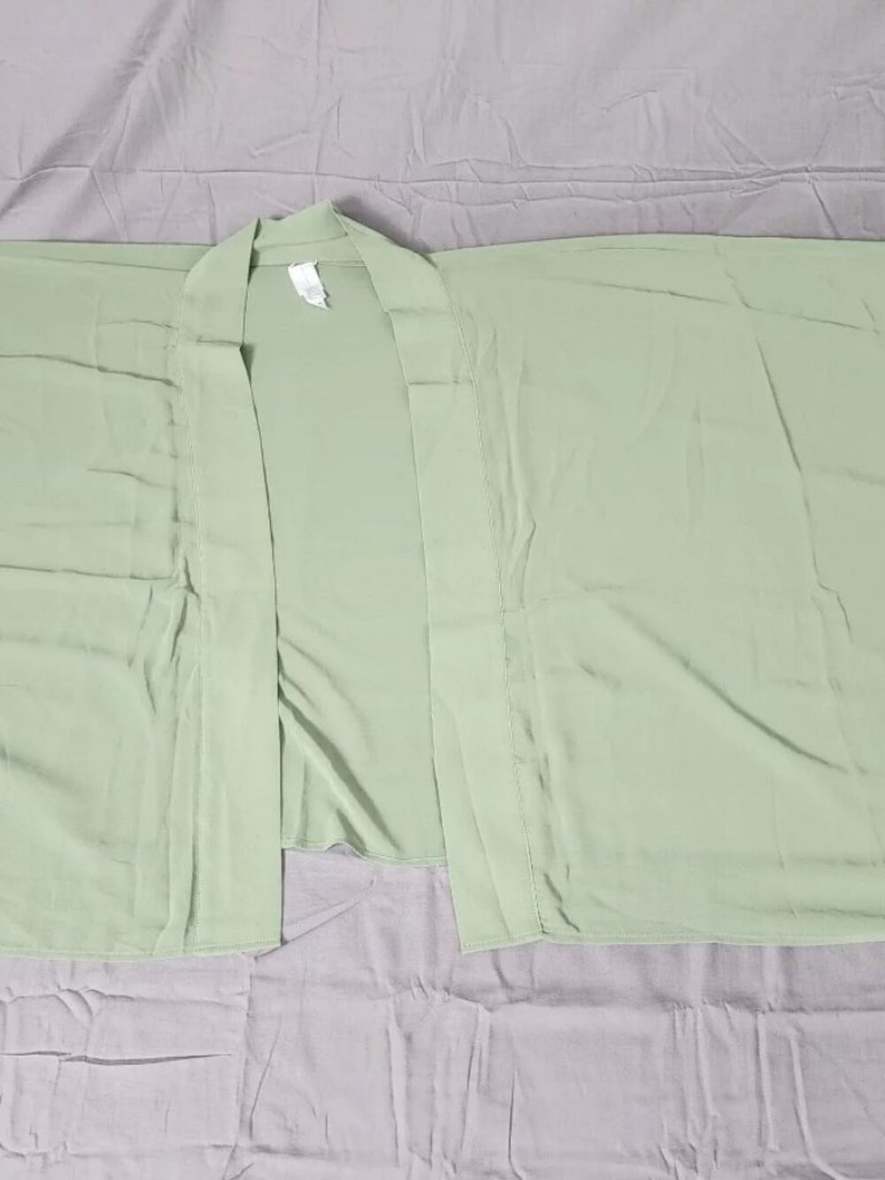 Wynne Layers Womens 3X Plus Sage Green Crepe Open Front Kimono Topper Blouse